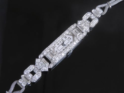 Stunning Platinum and 3cts of Diamonds Longines Art Deco Cocktail Watch C1930