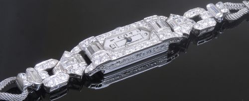 fig 6. STUNNING PLATINUM AND 3CTS OF DIAMONDS LONGINES ART DECO COCKTAIL WATCH C1930