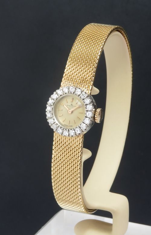 fig 1. BEAUTIFUL SOLID 18CT 18K GOLD AND DIAMOND BAUME AND MERCIER LADIES COCKTAIL WATCH WITH PAPERS C1969