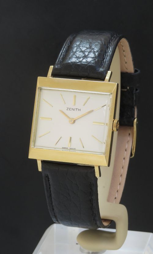 Mint Condition Solid 18ct 18k Zenith Art Deco Oversize Mens Vintage Watch C1964