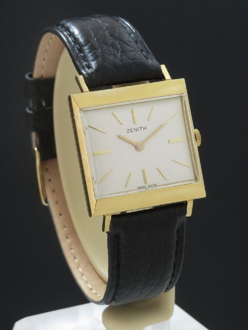 fig 1. MINT CONDITION SOLID 18CT 18K ZENITH ART DECO OVERSIZE MENS VINTAGE WATCH C1964