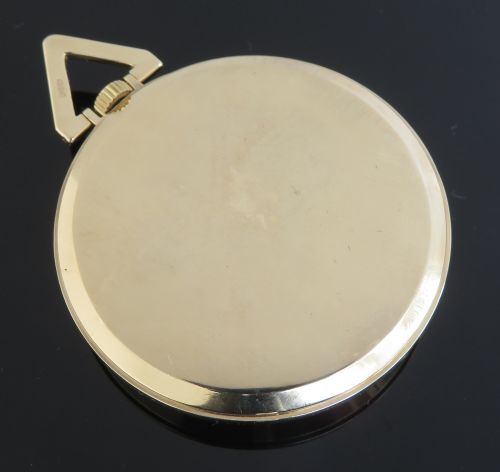fig 3. MINT CONDITION SOLID 9CT ART DECO POCKET WATCH BY GARRARD THE CROWN JEWELLERS WITH ORIGINAL FITTED BOX C1964