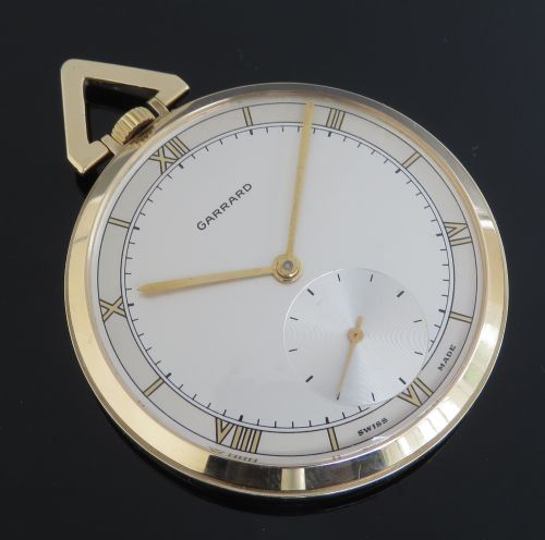 fig 4. MINT CONDITION SOLID 9CT ART DECO POCKET WATCH BY GARRARD THE CROWN JEWELLERS WITH ORIGINAL FITTED BOX C1964