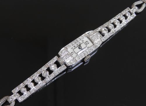 Beautiful Longines Platinum and Diamond Art Deco Ladies Cocktail Watch C1930