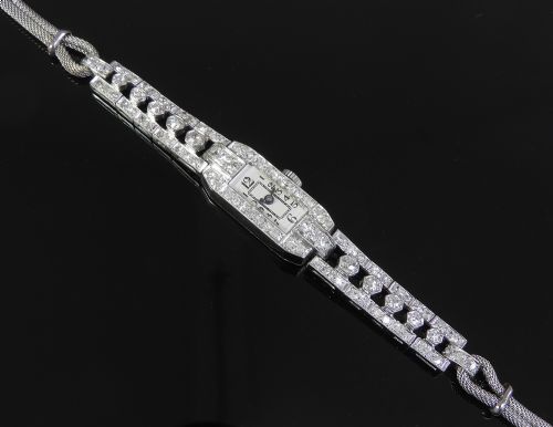 fig 1. BEAUTIFUL LONGINES PLATINUM AND DIAMOND ART DECO LADIES COCKTAIL WATCH C1930