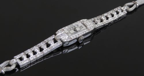 fig 3. BEAUTIFUL LONGINES PLATINUM AND DIAMOND ART DECO LADIES COCKTAIL WATCH C1930