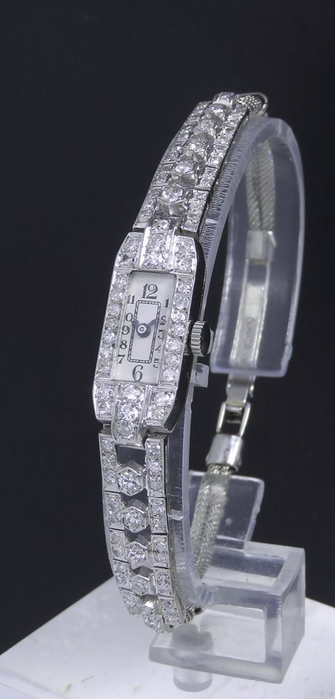 fig 4. BEAUTIFUL LONGINES PLATINUM AND DIAMOND ART DECO LADIES COCKTAIL WATCH C1930