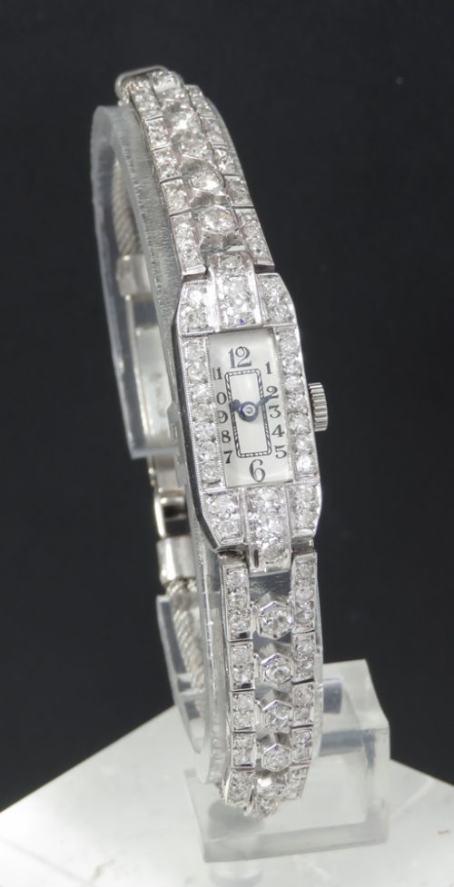 fig 6. BEAUTIFUL LONGINES PLATINUM AND DIAMOND ART DECO LADIES COCKTAIL WATCH C1930