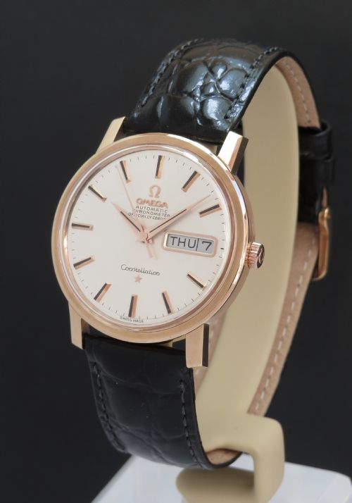 Extremely Rare Solid 18ct 18k Rose Gold Omega Constellation Automatic Chronometer Daydate Mens Vintage Watch C1969