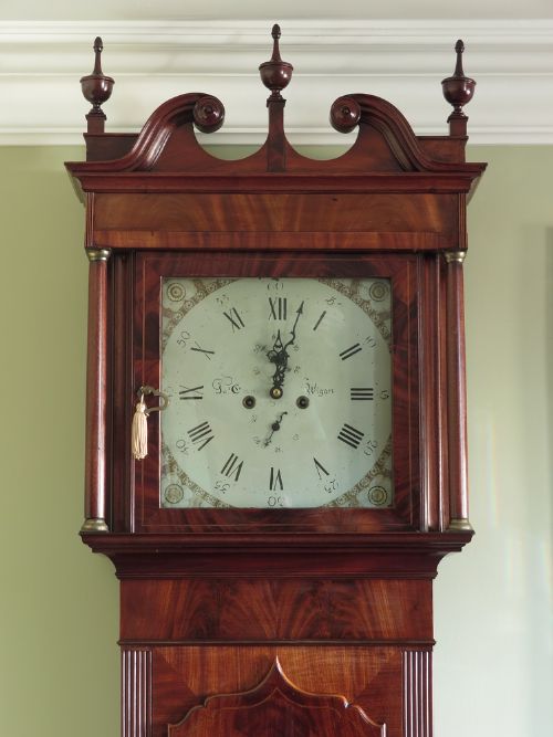 fig 1. IMPRESSIVE GEORGIAN MAHOGANY LONGCASE CLOCK BY JAMES COATES OF WIGAN C1780