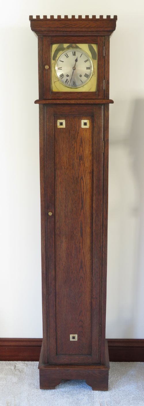 Arts and Crafts Oak Railway Station Waiting Room Bookcase Clock by Winterhalder and Hofmeier C1890