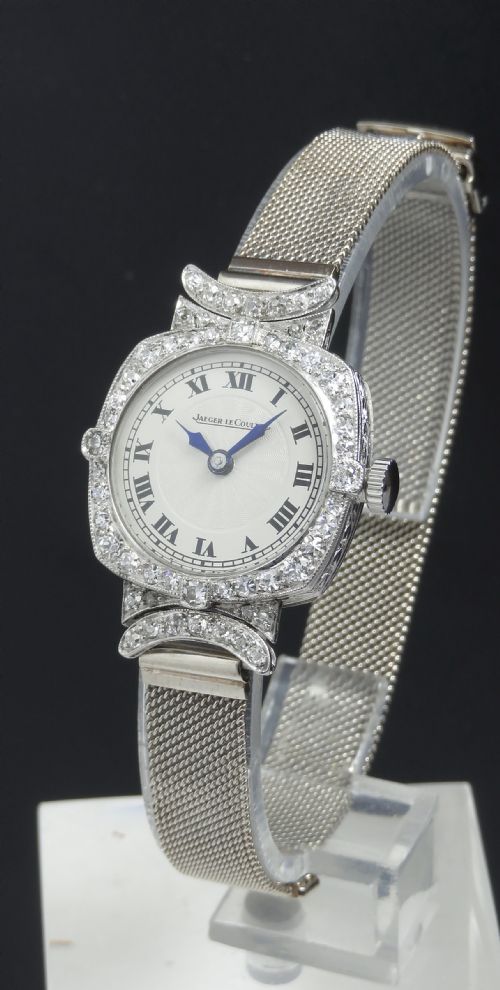 Exquisite Rare Platinum and Diamond Jaeger-lecoultre Ladies Art Deco Cocktail Watch C1920