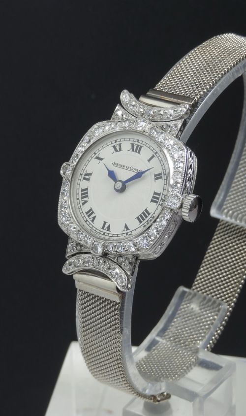 fig 2. EXQUISITE RARE PLATINUM AND DIAMOND JAEGER-LECOULTRE LADIES ART DECO COCKTAIL WATCH C1920