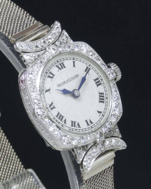 fig 4. EXQUISITE RARE PLATINUM AND DIAMOND JAEGER-LECOULTRE LADIES ART DECO COCKTAIL WATCH C1920