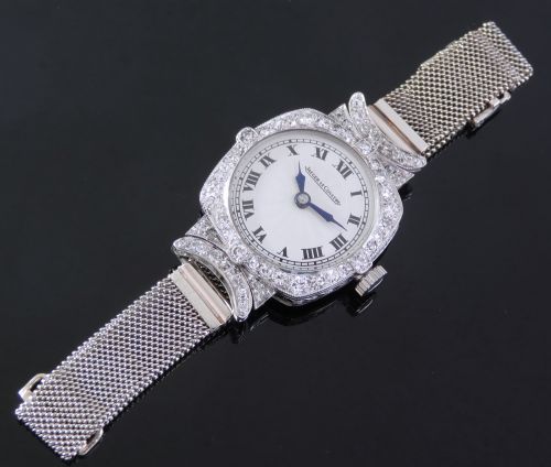 fig 5. EXQUISITE RARE PLATINUM AND DIAMOND JAEGER-LECOULTRE LADIES ART DECO COCKTAIL WATCH C1920