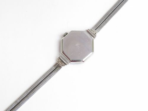 fig 6. RARE AND BEAUTIFUL SOLID 18CT WHITE GOLD SAPPHIRE AND DIAMOND LONGINES ART DECO LADIES COCKTAIL WATCH C1930