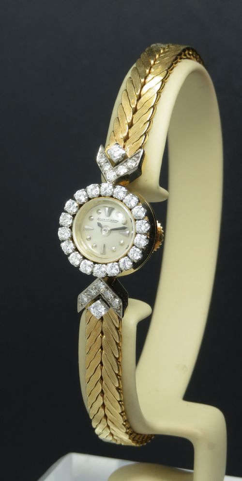 Gorgeous Solid 18ct 18k Gold and Diamond Jaeger-lecoultre Backwinder Ladies Cocktail Watch Box and Papers C1968