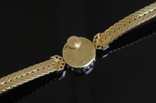 fig 6. GORGEOUS SOLID 18CT 18K GOLD AND DIAMOND JAEGER-LECOULTRE BACKWINDER LADIES COCKTAIL WATCH BOX AND PAPERS C1968