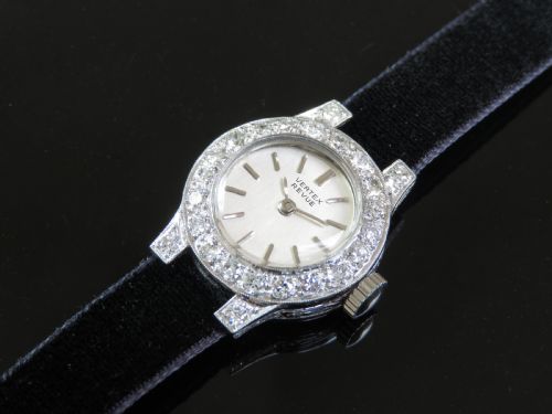 Beautiful Platinum and Diamond Ladies Cocktail Watch by Vertex C1950