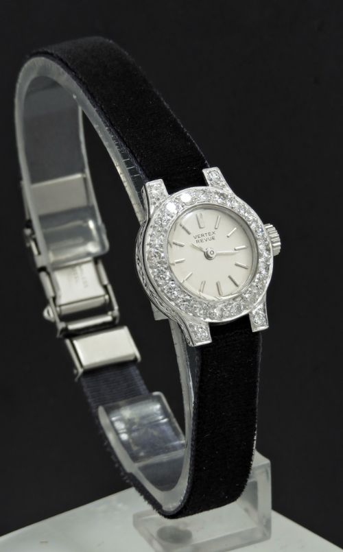 fig 2. BEAUTIFUL PLATINUM AND DIAMOND LADIES COCKTAIL WATCH BY VERTEX C1950