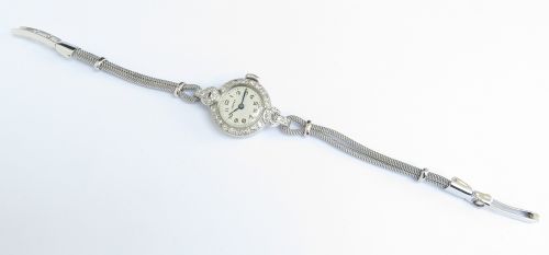 fig 6. PRETTY PLATINUM AND DIAMOND LADIES COCKTAIL WATCH BY VERTEX C1930