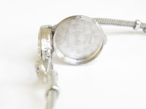 fig 7. PRETTY PLATINUM AND DIAMOND LADIES COCKTAIL WATCH BY VERTEX C1930