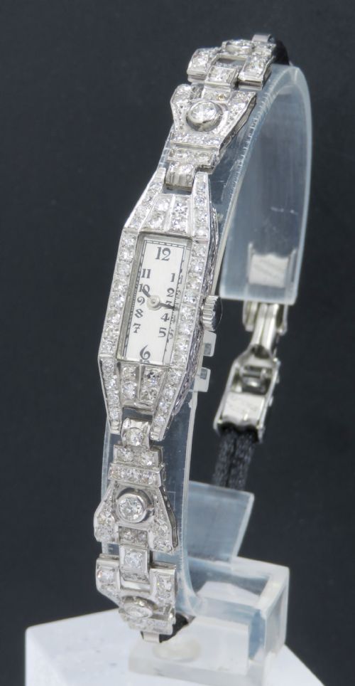 Beautiful Longines Platinum and Diamond Art Deco Cocktail Watch C1930