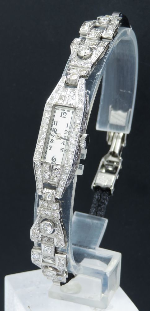 fig 1. BEAUTIFUL LONGINES PLATINUM AND DIAMOND ART DECO COCKTAIL WATCH C1930