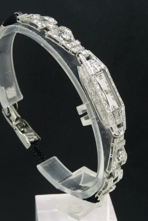 fig 2. BEAUTIFUL LONGINES PLATINUM AND DIAMOND ART DECO COCKTAIL WATCH C1930
