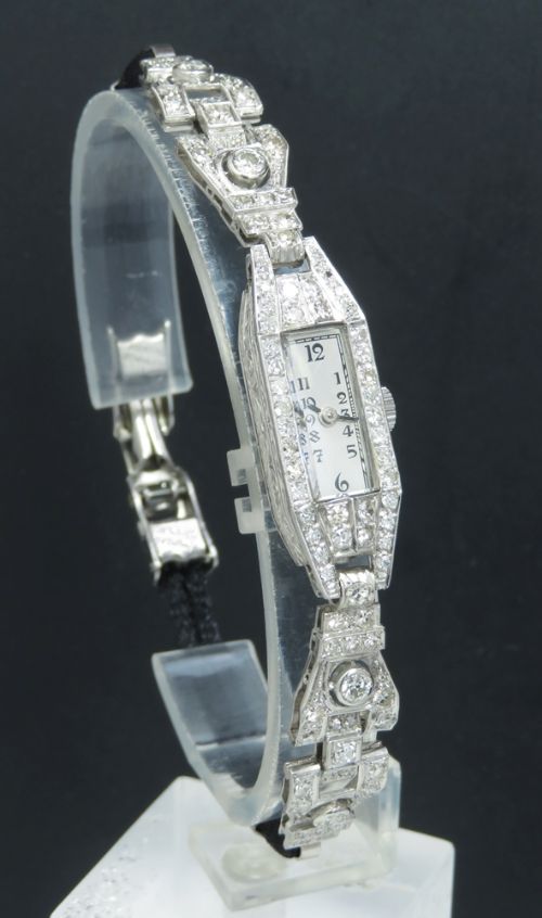 fig 5. BEAUTIFUL LONGINES PLATINUM AND DIAMOND ART DECO COCKTAIL WATCH C1930