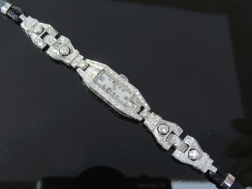 fig 6. BEAUTIFUL LONGINES PLATINUM AND DIAMOND ART DECO COCKTAIL WATCH C1930