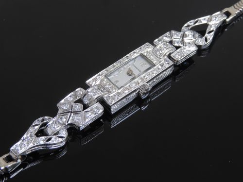fig 4. WONDERFUL LONGINES PLATINUM AND DIAMOND LADIES ART DECO COCKTAIL WATCH C1950