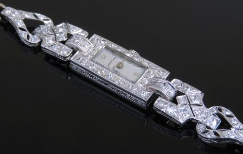 fig 5. WONDERFUL LONGINES PLATINUM AND DIAMOND LADIES ART DECO COCKTAIL WATCH C1950