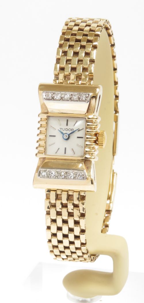 Stunning Solid 9ct Gold and Diamonds Rolex Tudor Ladies Cocktail Watch C1951