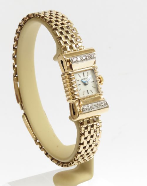 fig 2. STUNNING SOLID 9CT GOLD AND DIAMONDS ROLEX TUDOR LADIES COCKTAIL WATCH C1951