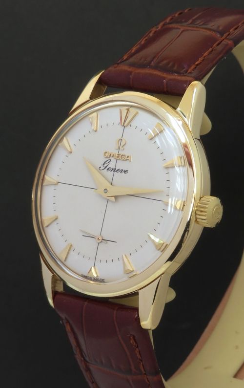 fig 3. STUNNING SOLID 9CT GOLD OMEGA GENEVE CALIBRE 267 MENS VINTAGE WATCH C1958