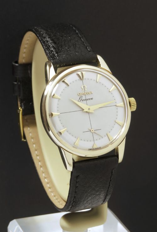 fig 4. STUNNING SOLID 9CT GOLD OMEGA GENEVE CALIBRE 267 MENS VINTAGE WATCH C1958