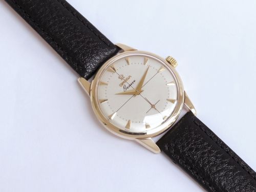 fig 5. STUNNING SOLID 9CT GOLD OMEGA GENEVE CALIBRE 267 MENS VINTAGE WATCH C1958