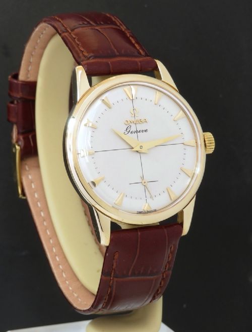 fig 6. STUNNING SOLID 9CT GOLD OMEGA GENEVE CALIBRE 267 MENS VINTAGE WATCH C1958
