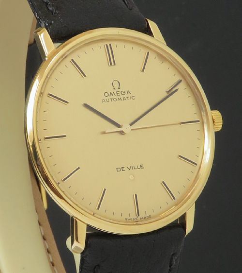 fig 1. SOLID 18CT 18K GOLD OMEGA DE VILLE DELUXE AUTOMATIC MENS VINTAGE WATCH C1965