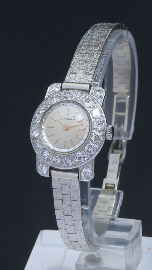 fig 1. BEAUTIFUL LONGINES PLATINUM AND DIAMOND ART DECO LADIES COCKTAIL WATCH C1950