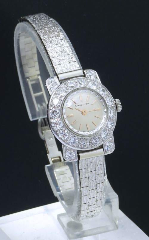 fig 3. BEAUTIFUL LONGINES PLATINUM AND DIAMOND ART DECO LADIES COCKTAIL WATCH C1950