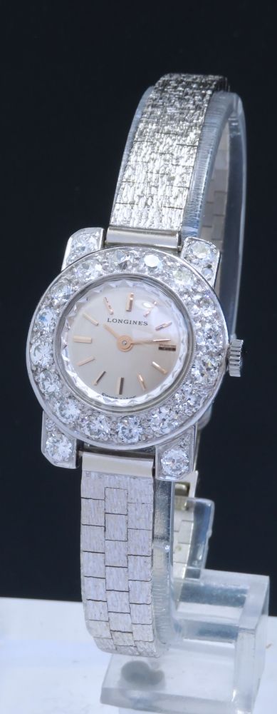fig 4. BEAUTIFUL LONGINES PLATINUM AND DIAMOND ART DECO LADIES COCKTAIL WATCH C1950