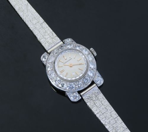 fig 5. BEAUTIFUL LONGINES PLATINUM AND DIAMOND ART DECO LADIES COCKTAIL WATCH C1950