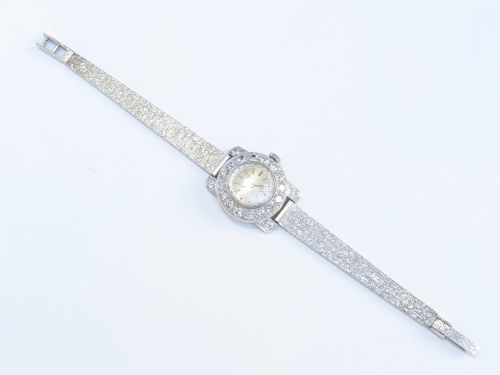 fig 6. BEAUTIFUL LONGINES PLATINUM AND DIAMOND ART DECO LADIES COCKTAIL WATCH C1950