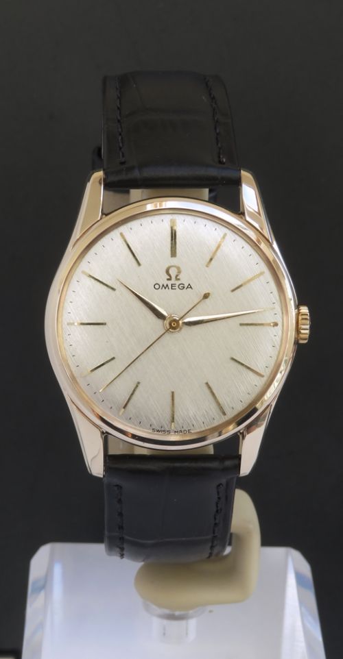 fig 1. CLASSIC MINT ORIGINAL CONDITION SOLID 9CT GOLD OMEGA CALIBRE 285 MENS VINTAGE WATCH C1961
