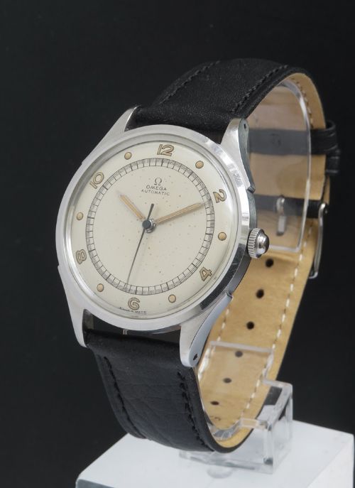 fig 1. MUSEUM QUALITY EARLY WATER RESISTANT OMEGA AUTOMATIC BUMPER MENS VINTAGE WATCH C1946-47