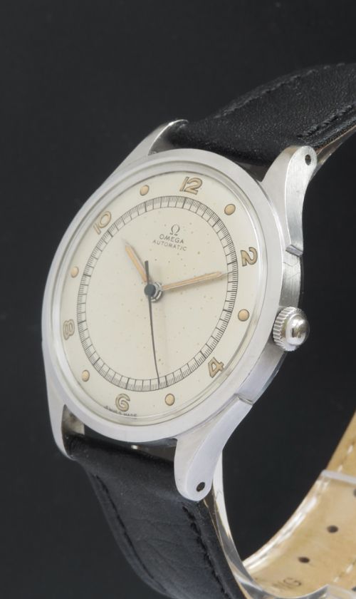 fig 3. MUSEUM QUALITY EARLY WATER RESISTANT OMEGA AUTOMATIC BUMPER MENS VINTAGE WATCH C1946-47