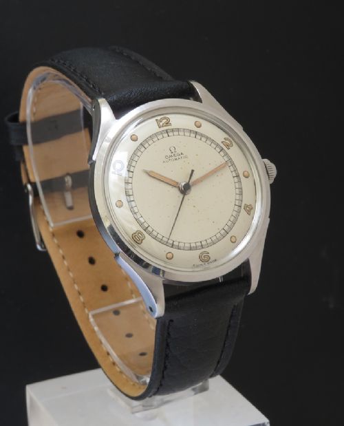 fig 4. MUSEUM QUALITY EARLY WATER RESISTANT OMEGA AUTOMATIC BUMPER MENS VINTAGE WATCH C1946-47