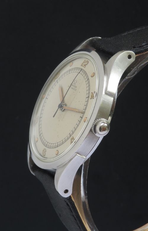fig 7. MUSEUM QUALITY EARLY WATER RESISTANT OMEGA AUTOMATIC BUMPER MENS VINTAGE WATCH C1946-47